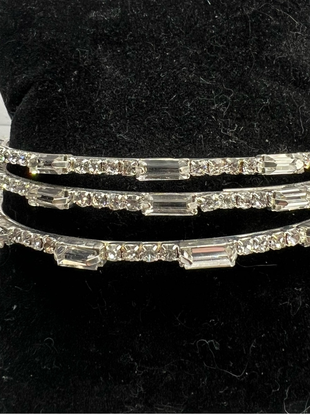 Belle Badgley Mischka set of 3 Triple Row Rhinestone Silver Bracelet Set
